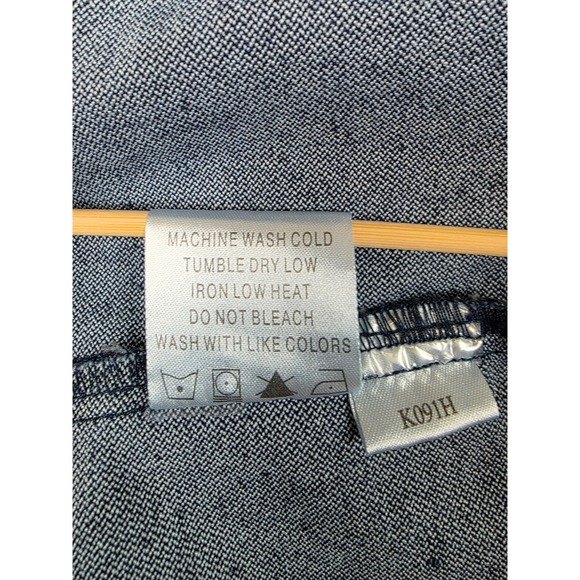 Zenim Denim Jacket Womens XL Blue Dark Wash Peplum Embroidered Contrast Stitch - Picture 4 of 16